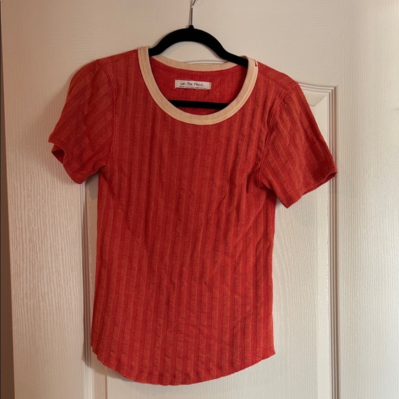 Free People Red and Cream Striped Tee - Picture 1 of 7